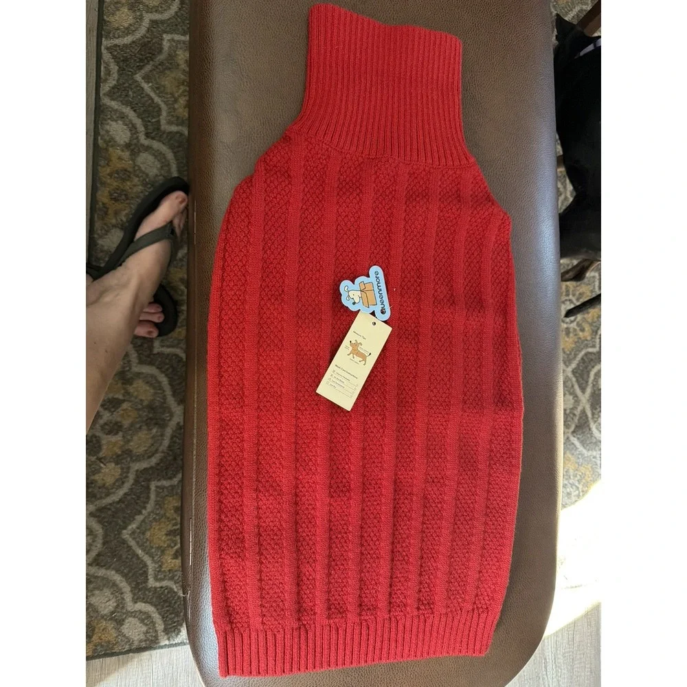 NWT Queenmore Red XXL Dog Sweater Turtleneck & Front Leg Coverage Heavyweight